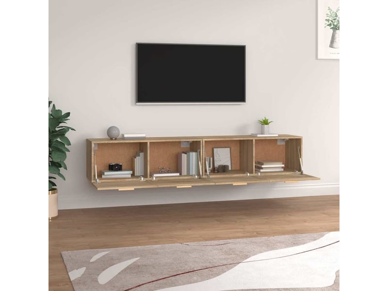  Armoires murales 2 pcs, meuble de rangement salon chêne sonoma 100x36,5x35 cm shl9944  - Conforama C