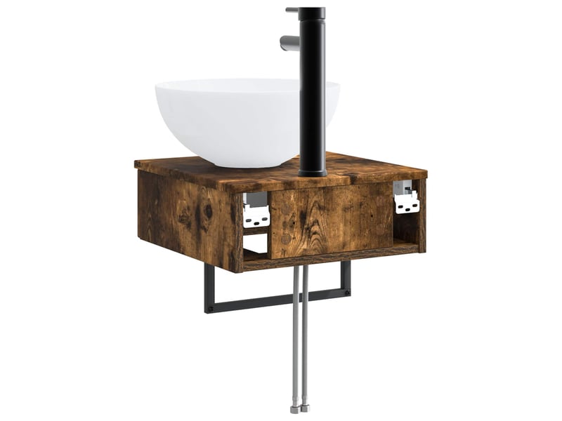  Basin de lavage mural, lavabo chêne fumé 40x41x40.5 cm  - Conforama E