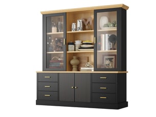 Buffet 1 porte(s) 6 tiroir(s) evarich - 140 cm coloris noir
