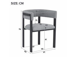 Lot de 2 chaises de salle à manger gris en tissu chenille avec dossier enveloppant
