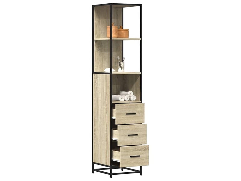  Armoire de salle de bain, cabinet de salle de bain chêne sonoma 35x37,5x166 cm cf65075  - Conforama B