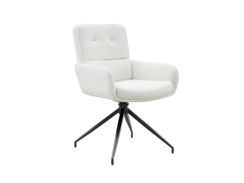  Ensemble de 2 chaises pivotantes design européen – pu blanc, pieds noirs en métal, pivot silencieux 360°  - Conforama A