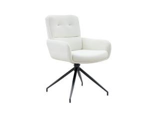 Ensemble de 2 chaises pivotantes design européen – pu blanc, pieds noirs en métal, pivot silencieux 360°