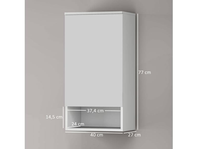  Armoire murale 40x27x77 cm porte sans poignée panneau de particules et mdf blanche  - Conforama E