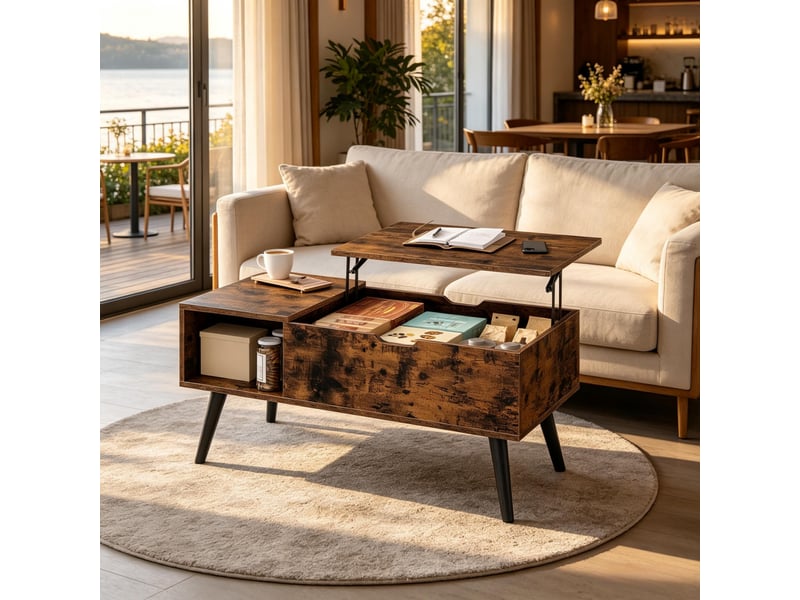  Table basse - table de travail temporaire, table d'appoint multifonctionnelle, table de salon, table basse, brun rustique  - Conforama B