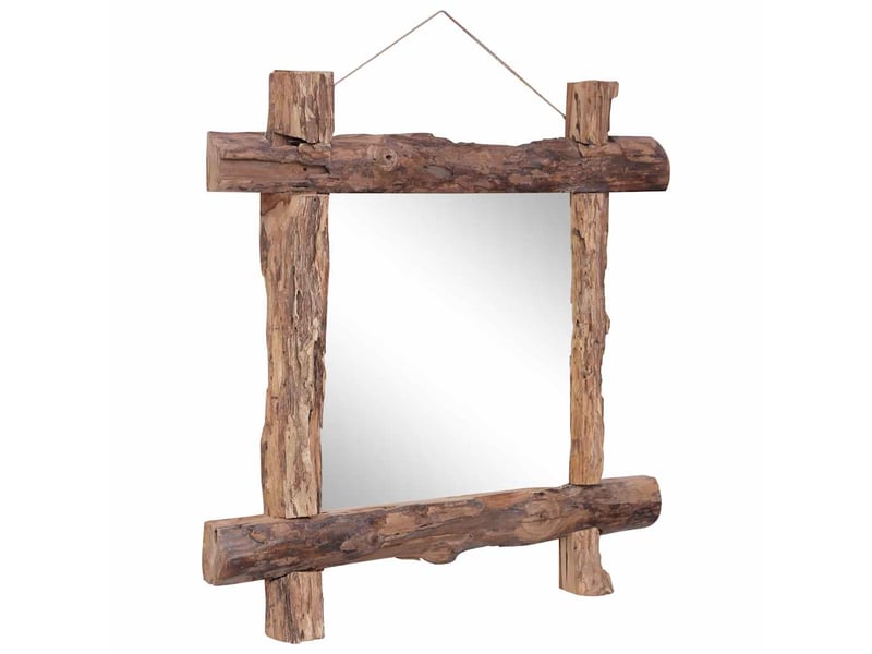  Miroir, miroir décoratif à bûches naturel 70x70 cm bois de teck recyclé cf62685  - Conforama E