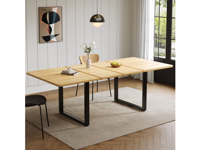  Table à manger extensible 6 à 10 places 220x80x75 cm en mdf coloris chêne  - Conforama B