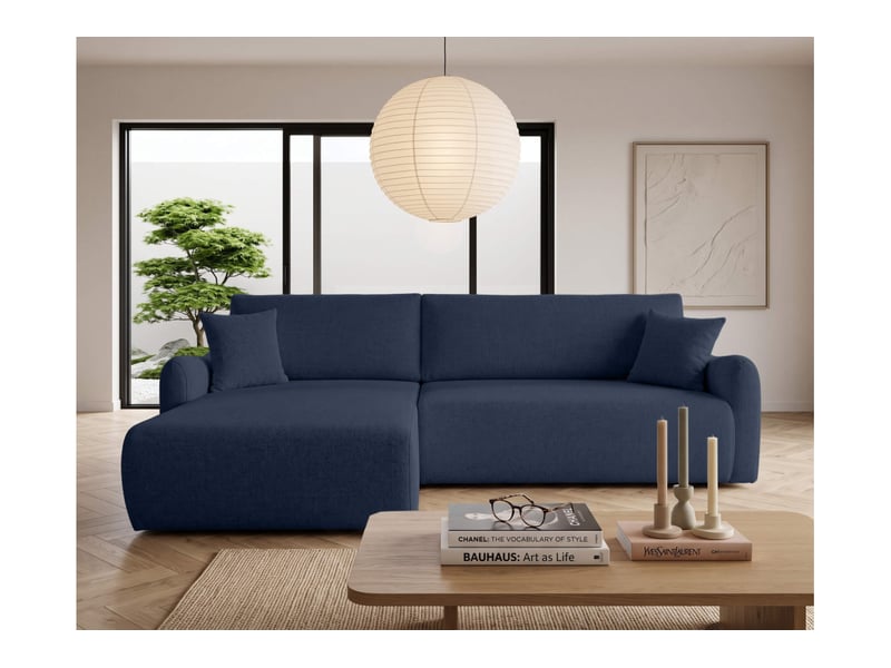  Apoline - canapé d'angle réversible convertible 4 places avec coffre en tissu  - Conforama A