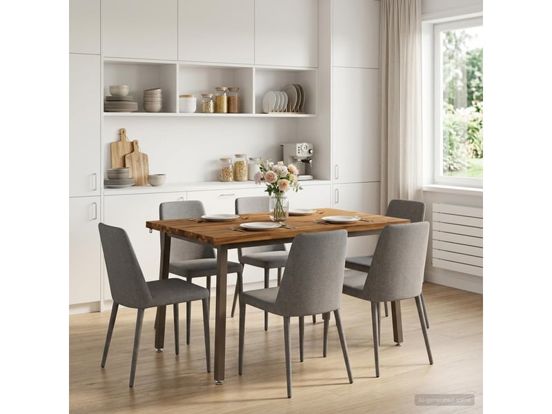  Table à manger moderne 90x55x75 cm bois d'acacia massif naturel et café shl71053  - Conforama B