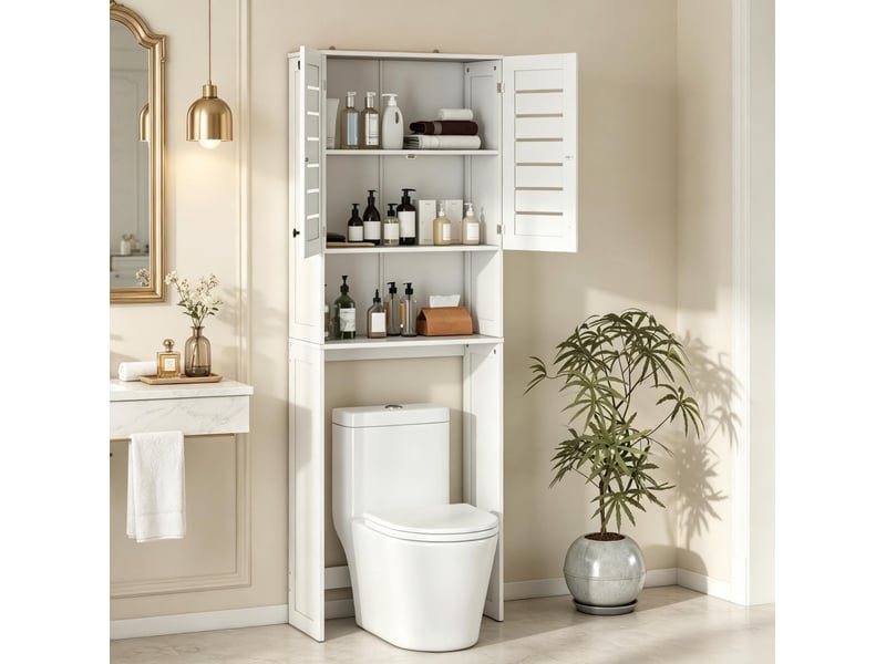 Meuble wc et lave-linge avec rangement 67 x 31,5 x 190 cm homvra - Conforama B