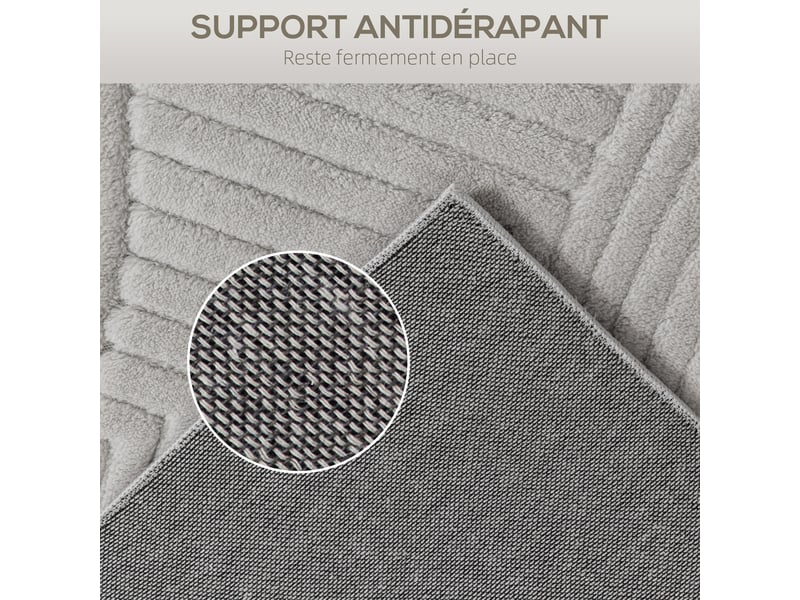  Tapis salon 230 x 160 cm, tapis à poils épais géométrique, gris, moelleux et antidérapant  - Conforama E