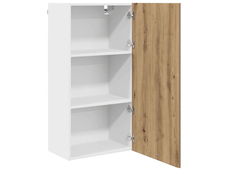 Meuble de rangement cuisine, armoire suspendue chêne artisan et blanc 50x31x100cm - Conforama E