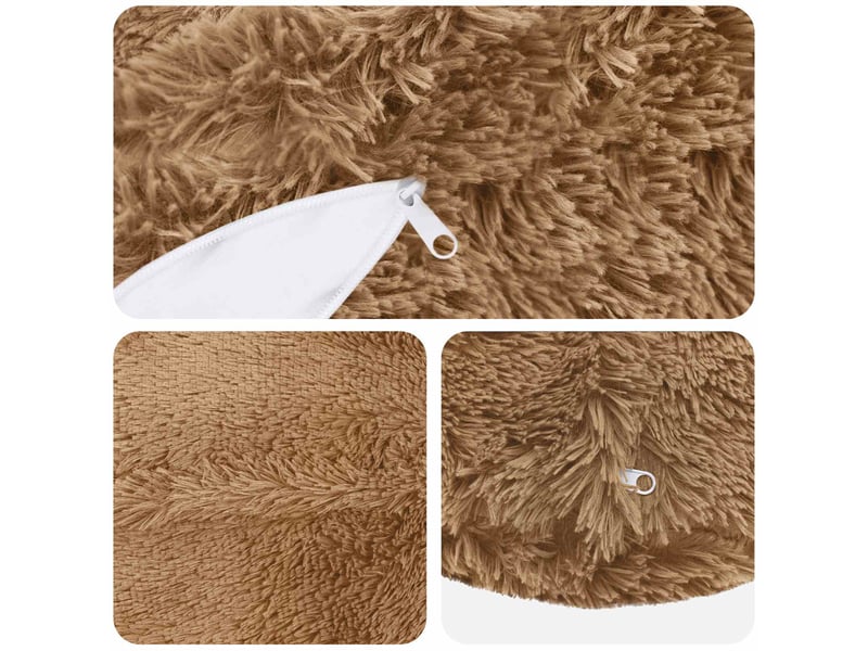  Lot de 6 coussins avec oreiller, coussins décoratifs heerlen taupe fleece pv cf50904  - Conforama E