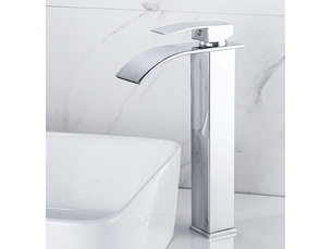 Robinet cascade argenté, pour évier plan de travail, eau froidechaude, trou unique, salle de bain