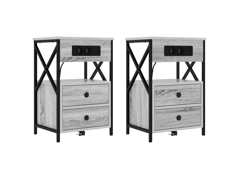  Table de chevet - cabinet de chevet - table de nuit 2 pc gris sonoma 40 x 31 x 60 cm  - Conforama A