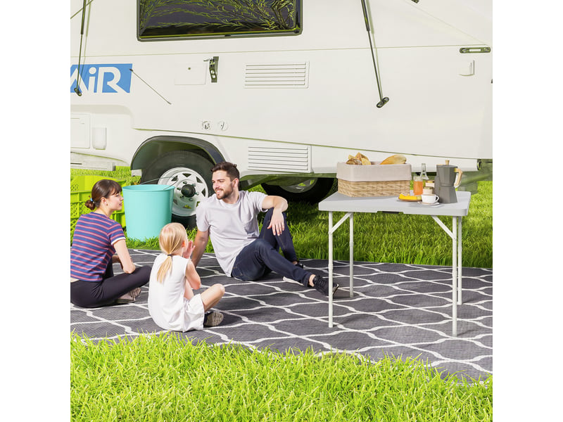  Table de camping pliante, réglable sur 2 hauteurs, en pehd et métal, 86 x 86 x 74 cm, gris foncé  - Conforama C