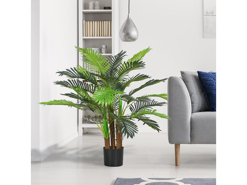  Palmier artificiel h.1 m arbre artificiel tronc branches lichen feuilles grand réalisme pot inclus  - Conforama C