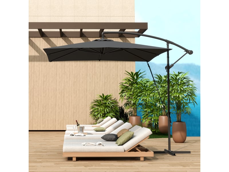  Parasol déporté, parasol de jardin extérieur gris foncé 247x247x256cm  - Conforama C