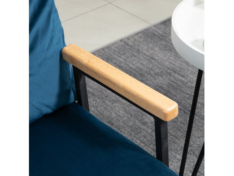 Fauteuil-lit relax convertible en velours bleu, dossier réglable 5 positions, couchage d'appoint compact  - Conforama D