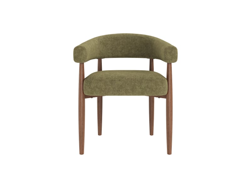 Lot de 2 chaises en métal aspect bois, assise respirante, style moderne, chenille, noyer + vert olive - Conforama A