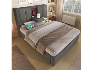 Lit coffre 90x200 cm <strong>OKWISH</strong> <strong></strong> coloris gris