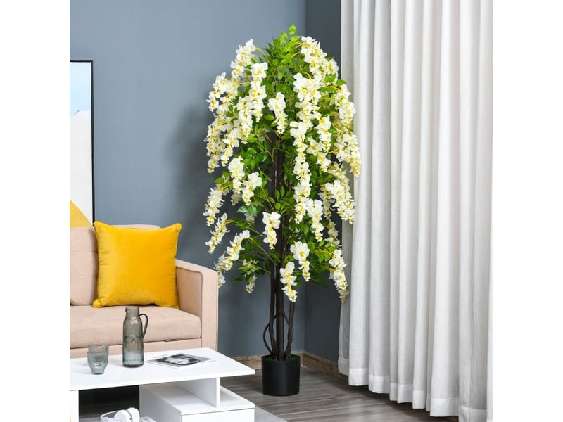  Plante artificielle glycine 24x24x165 cm décorative blanche en pot  - Conforama B
