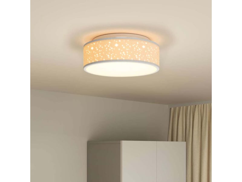  Lampe de plafond, plafonnier gris 38x38x13,5 cm tissu shl64591  - Conforama D