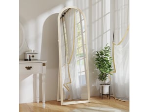 Miroir en pied 50 x 160 cm, sur pied, montage mural, cadre cintré, blanc