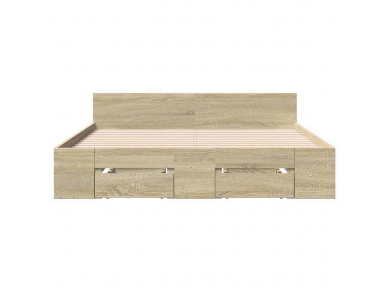 Lit double- lit adulte - cadre de lit avec tiroirs sans matelas chêne sonoma 150x200 cm - Conforama C