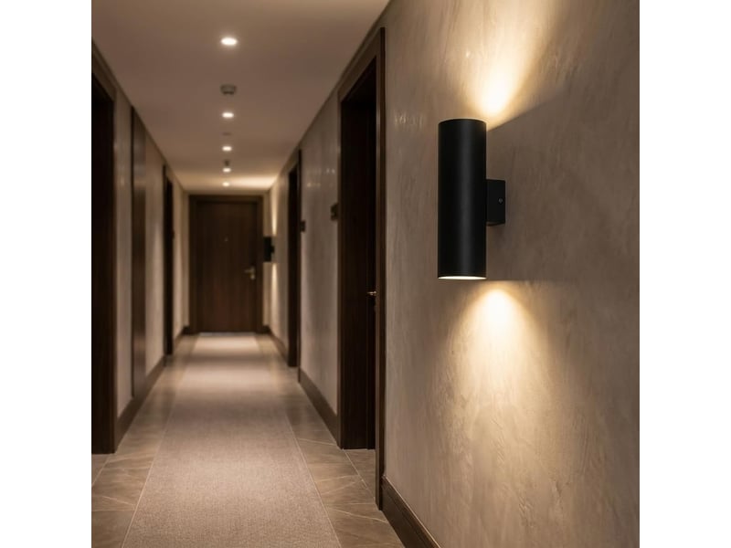  Applique murale up &amp; down avec 2 douilles gu10, design cylindrique en métal 3w lumière blanche chaude 7914674588 - Conforama C