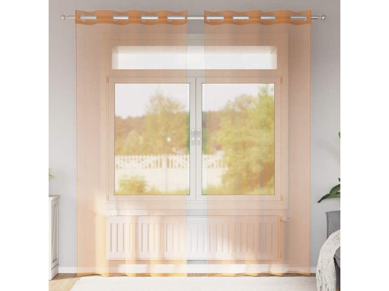  Lot de 2 rideaux en voile, voilages avec œillets terre cuite cf44420  - Conforama B