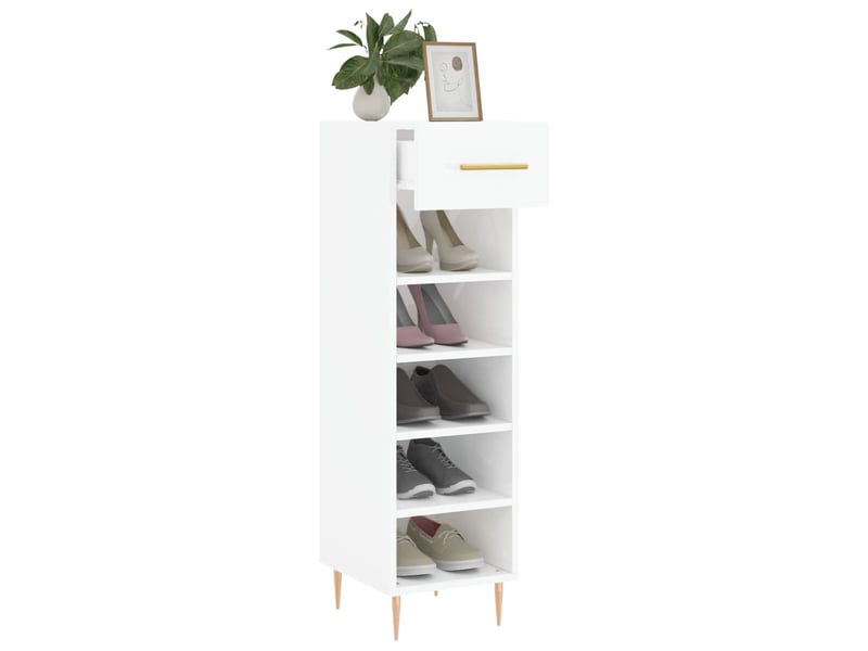 Meuble à chaussure | armoire à chaussure blanc brillant 30x35x105 cm bois ingénierie  - Conforama D