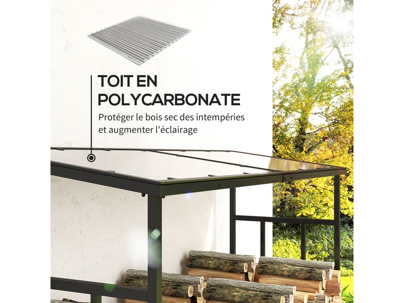  Abri-bûches extérieur avec protection imperméable, 1,7 m³, 185 x 62 x 184 cm, noir  - Conforama W