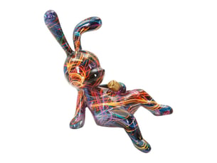 Lapin psyco -b- en résine multicolore