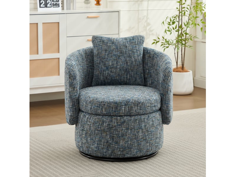  Fauteuil pivotant ulevr 360° avec rangement caché 72 x 66,5 x 76 cm en chenille bleu  - Conforama E