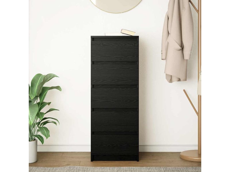  Buffet - bahut - meuble de rangement avec tiroirs chêne noir 37,5x35x99 cm bois d'ingénierie  - Conforama C