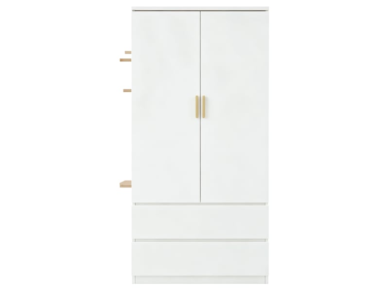 Armoire blanche 70 x 50 x 170 cm en mdf, 2 tiroirs, rangement caché et panneau perforé latéral pratique  - Conforama A