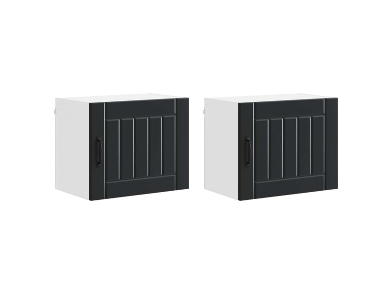 Meuble mural de cuisine | armoire de cuisine 2 pcs noir bois d'ingénierie shl7254 - Conforama A