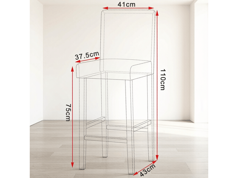 Tabourets de bar lot de 2 avec dossier - lpospi - repose-pieds, bois, similicuir noir et gris 41×37,5×110 cm  - Conforama D