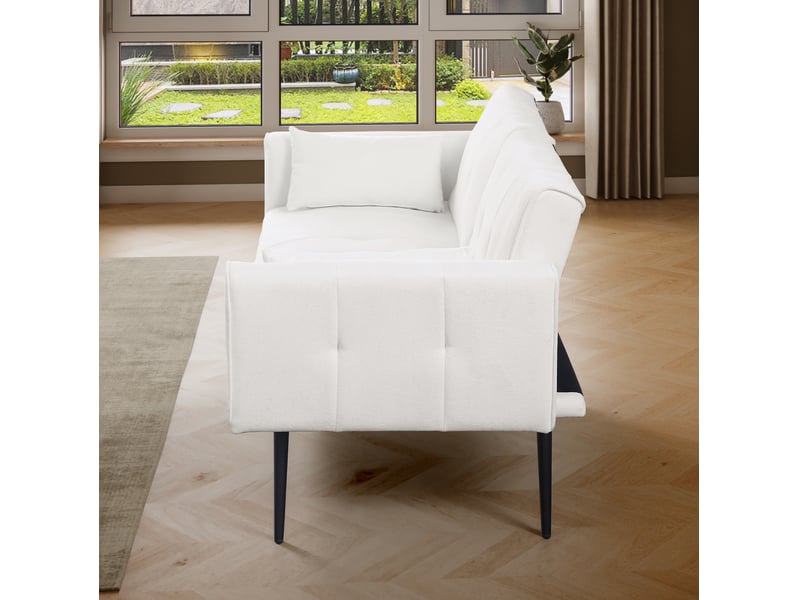 Canapé-lit clic-clac convertible 2 places 175x71x71cm couchage d’appoint compact pour salon, blanc ABC - Conforama D