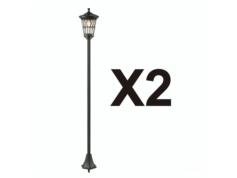  Lot de 2 lampadaires solaires de jardin 23,5x23,5x186 cm réglables en hauteur métal noir  - Conforama A