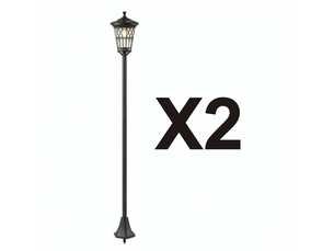 Lot de 2 lampadaires solaires de jardin 23,5x23,5x186 cm réglables en hauteur métal noir