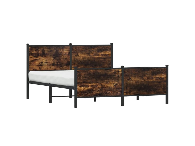  Lit double- lit adulte -  cadre de lit en métal sans matelas chêne fumé 150x200 cm  - Conforama B