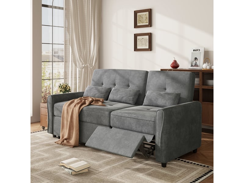  Canapé convertible 3 places en tissu chenille, 3-en-1, dossier réglable 90°145°180°, assise extensible, 3 coussins  - Conforama W