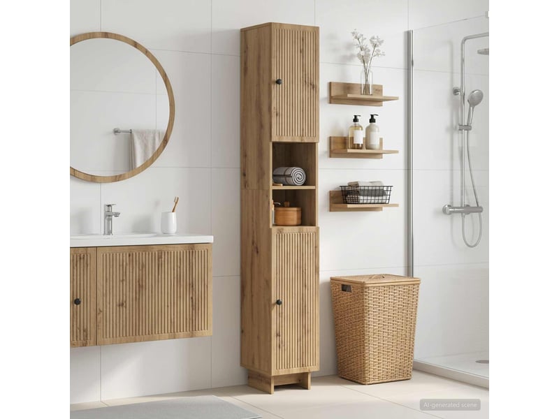 Colonne de salle de bain avec étagère ouverte ede shl1628 - Conforama B