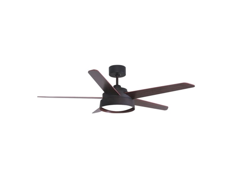  Ventilateur de plafond fabrilamp lebeche dc marronnoyermarronchêne 5 pales 132 cm 6 vitesses led 25 w télécommande 180791536 - Conforama A