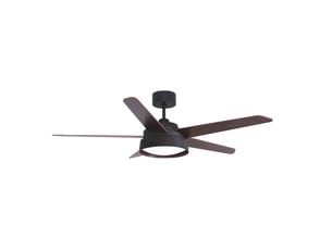 Ventilateur de plafond fabrilamp lebeche dc marronnoyermarronchêne 5 pales 132 cm 6 vitesses led 25 w télécommande