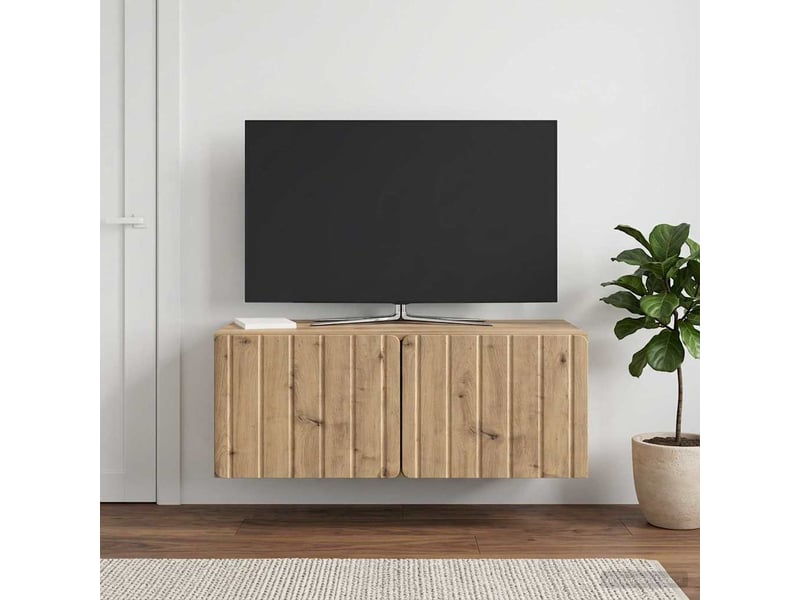  Meuble tv - banc tv - meuble de rangement mural 78,5 x 41 x 30 cm chêne artisanal  - Conforama D
