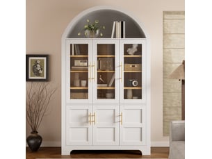Vitrine coloris blanc 9 étagère(s) DESVIAE - 110 cmx185 cm