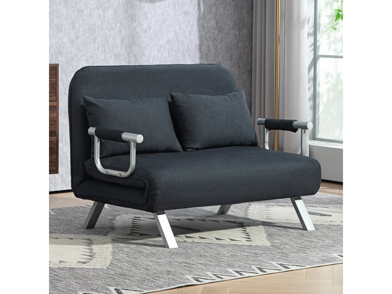  Canapé-lit,111x80x78 cm,2 places avec dossier réglable,aspect velours,noir  - Conforama B